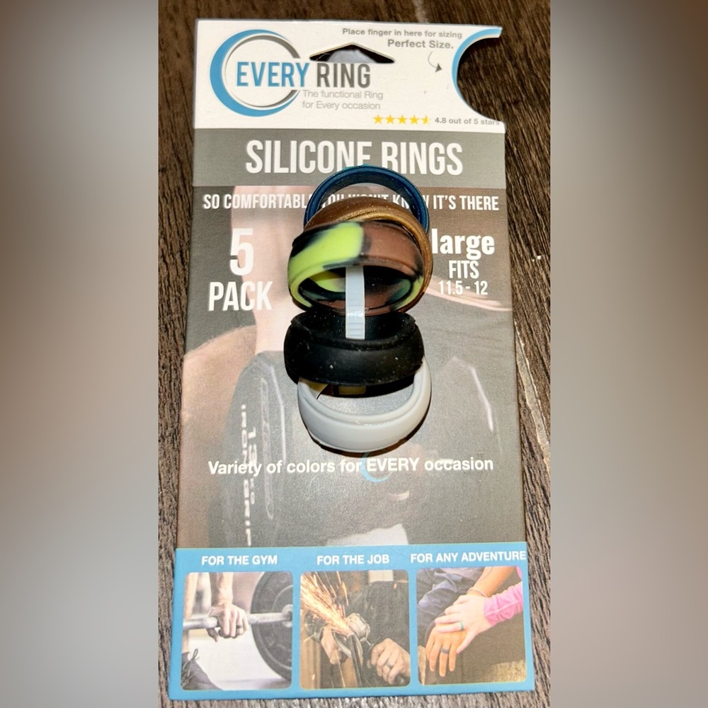Every Ring Silicone 5 pack men’s women’s Lrg 11.5-12 wedding engagement NEW